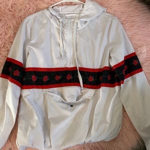 white rose print wind breaker
